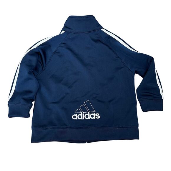 Adidas Baby Boy Track Jacket Size 18 Months Full Zip Blue Logo Coat - Picture 2 of 5